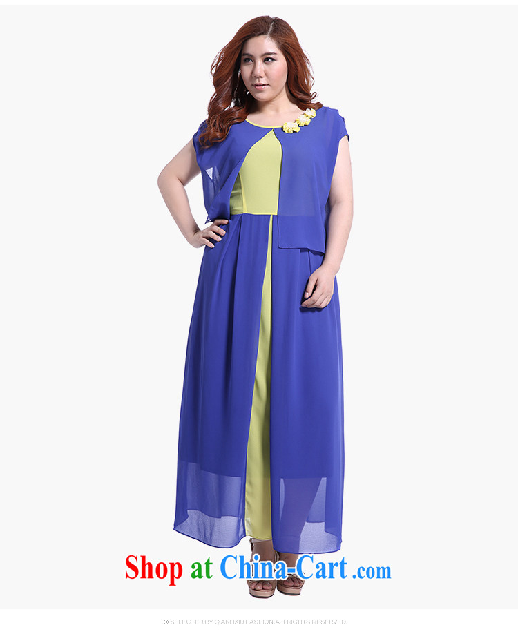 Slim LI Sau 2015 summer new, larger female presence with three-dimensional flowers knocked color stitching softness snow woven skirts dresses Q 5073 blue XL pictures, price, brand platters! Elections are good character, the national distribution, so why buy now enjoy more preferential! Health