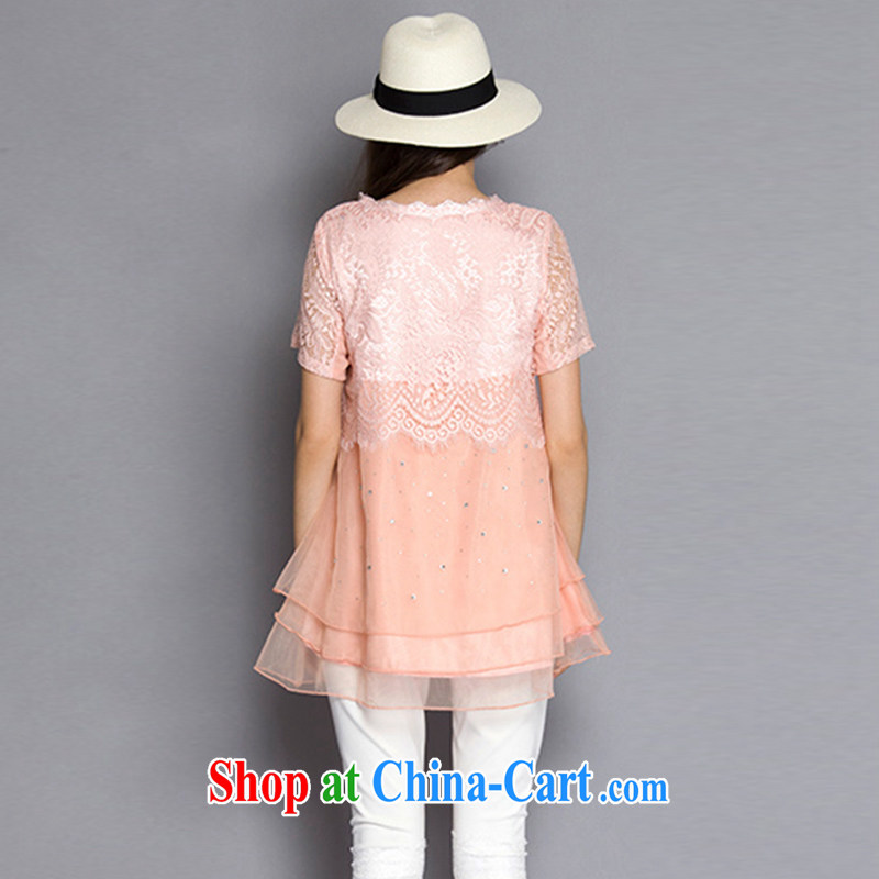 Caynova 2015 summer new, larger female stylish european root yarn short relaxed dress pink 5 XL for 200 - 210 jack, Caynova, shopping on the Internet