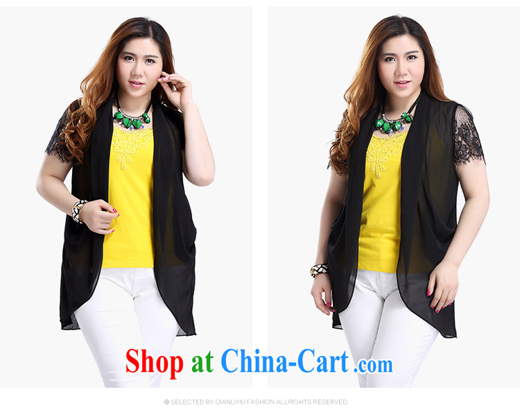 Slim LI Sau 2015 summer new, larger female commuter lace stitching, long, thin, 100 ground short-sleeved shawl snow woven cardigan Q 5312 black 3 XL pictures, price, brand platters! Elections are good character, the national distribution, so why buy now enjoy more preferential! Health
