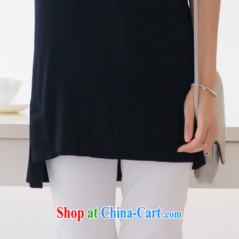 In accordance with the Taoyuan summer 2015 new loose the Code women in long T pension thick MM lace stitching short-sleeved round-collar leisure T pension female 73,018 black 4 XL, in accordance with the Taoyuan (yizhitaoyuan), online shopping