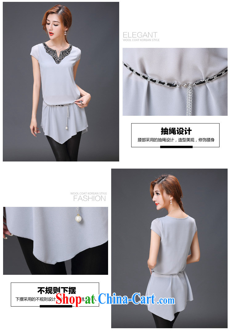 In short, will be the 2015 Korean version of the new paragraph style female larger graphics thin embroidered V collar long snow woven shirts women, waist chain J 866 gray 4 XL pictures, price, brand platters! Elections are good character, the national distribution, so why buy now enjoy more preferential! Health