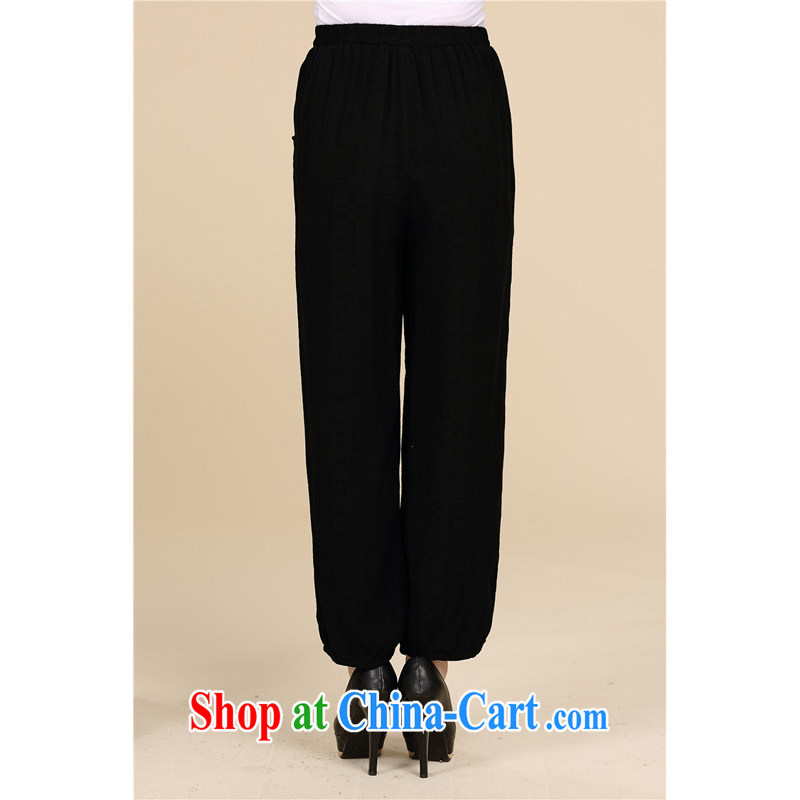 Han Rui hanris middle-aged and older women in summer 2015 the commission cotton pants and indeed intensify mom with elegant stamp loose 9 pants 812 black XXXXL, Patrick Ryan (hanris), online shopping