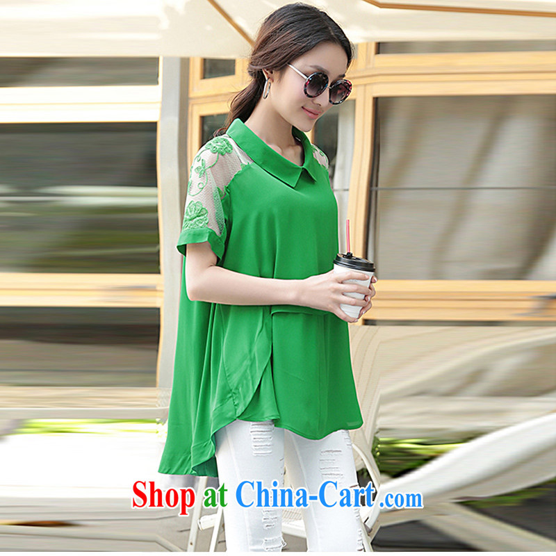 In particular, China , 2015 loose snow woven shirts lace T-shirt, long, short-sleeved T-shirt large, female 9030 green XXL, particularly China, Philippines, and shopping on the Internet