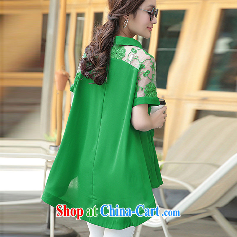In particular, China , 2015 loose snow woven shirts lace T-shirt, long, short-sleeved T-shirt large, female 9030 green XXL, particularly China, Philippines, and shopping on the Internet