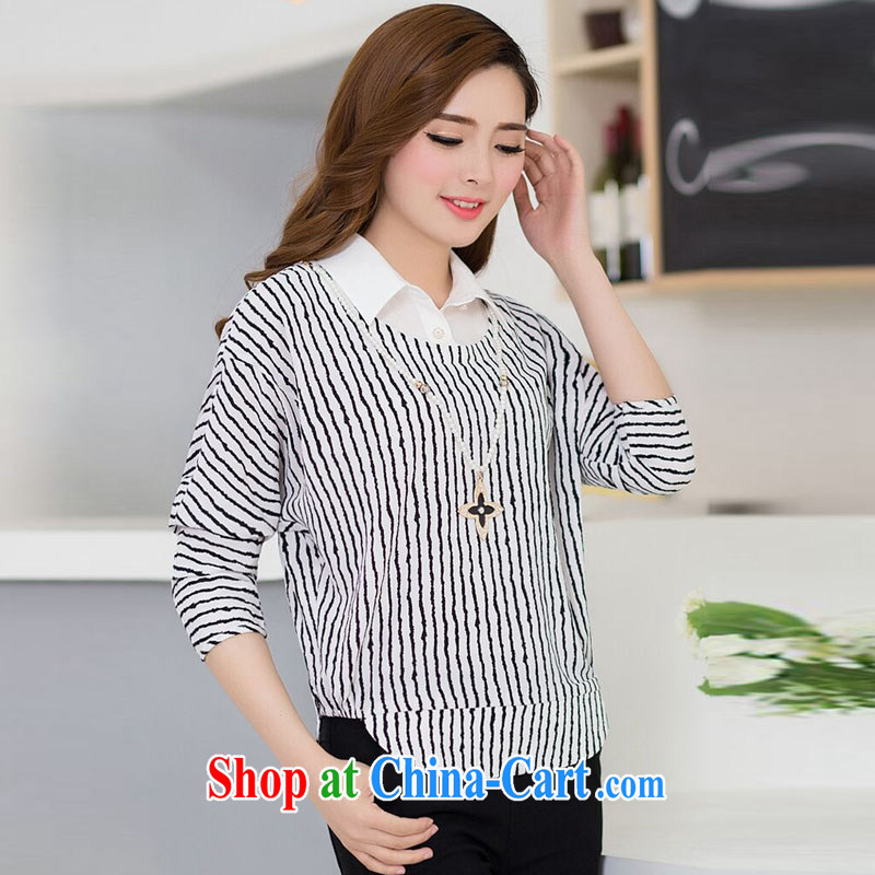 The fat increase, female spring and summer load 200 Jack fat, female video thin, BAT sleeves short-sleeved snow woven shirts thick mm short-sleeve T-shirt leave of two piece black 3XL, Medina dragon, and shopping on the Internet