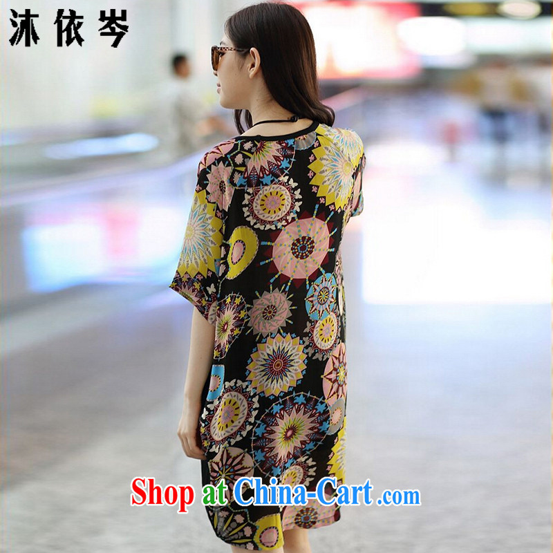 In accordance with Mu CEN 2015 summer New T shirts female 200 Jack thick MM long, fancy loose video thin ice woven shirts thick, King, the 8801 Map Color XXXL suitable for 180 - 200 jack, Mu in accordance with CEN (MYC), online shopping