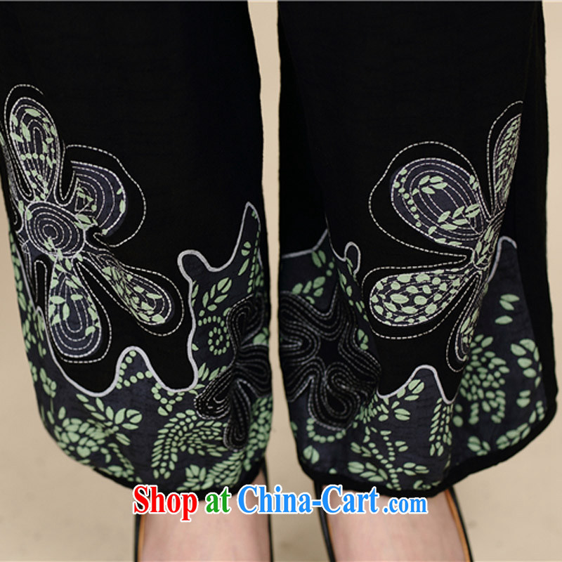 Han Rui hanris fat MA summer breathable cotton pants Yau Ma Tei exclusive stamp female pants relaxed, older style cotton pants Ma 823 black L, Patrick Ryan (hanris), online shopping