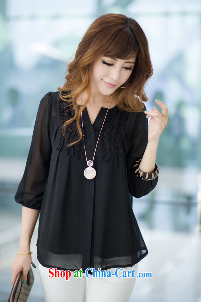 2015 summer new women with thick MM and indeed increase code snow woven shirts girls summer short-sleeved Korean loose video thin ice woven shirts cuff in the T-shirt T-shirt black short-sleeved XXXXL pictures, price, brand platters! Elections are good character, the national distribution, so why buy now enjoy more preferential! Health