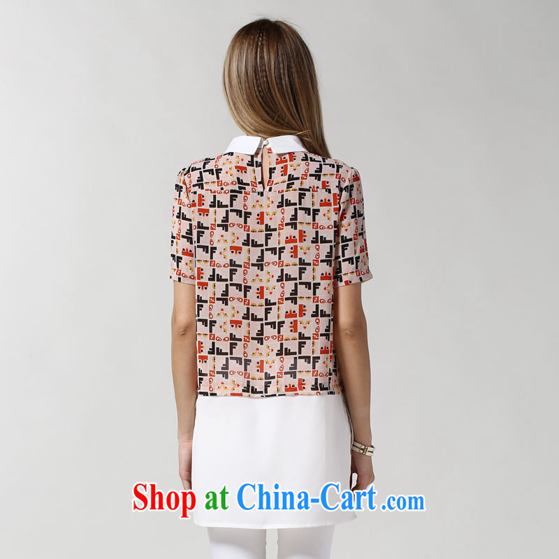 Connie's dream in Europe and America, more women with thick mm summer 2015 New Style lapel stamp snow woven shirts loose video thin short sleeved T-shirt women s 3607 picture color XXXL, Connie dreams, and shopping on the Internet