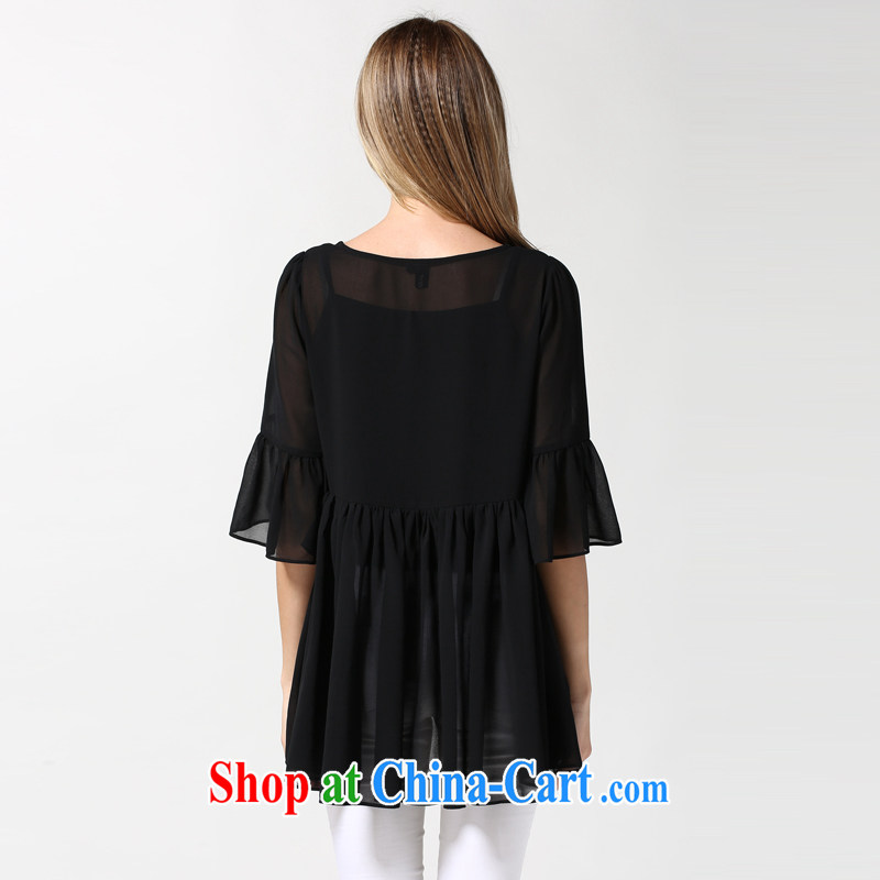 Connie's dream in Europe and America is indeed the XL female 200 Jack mm thick summer 2015 new liberal short-sleeved snow woven shirts women T-shirt two-piece s 3612 black XXXXXL, Connie dreams, shopping on the Internet