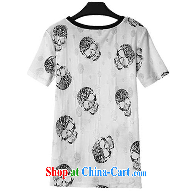 Terrace, Western Europe and the United States, the female summer new liberal skull pattern worn out short-sleeved T-shirt, two-part kit picture color 5 XL 180 - 200 jack, 1000 field and the United States, and, on-line shopping