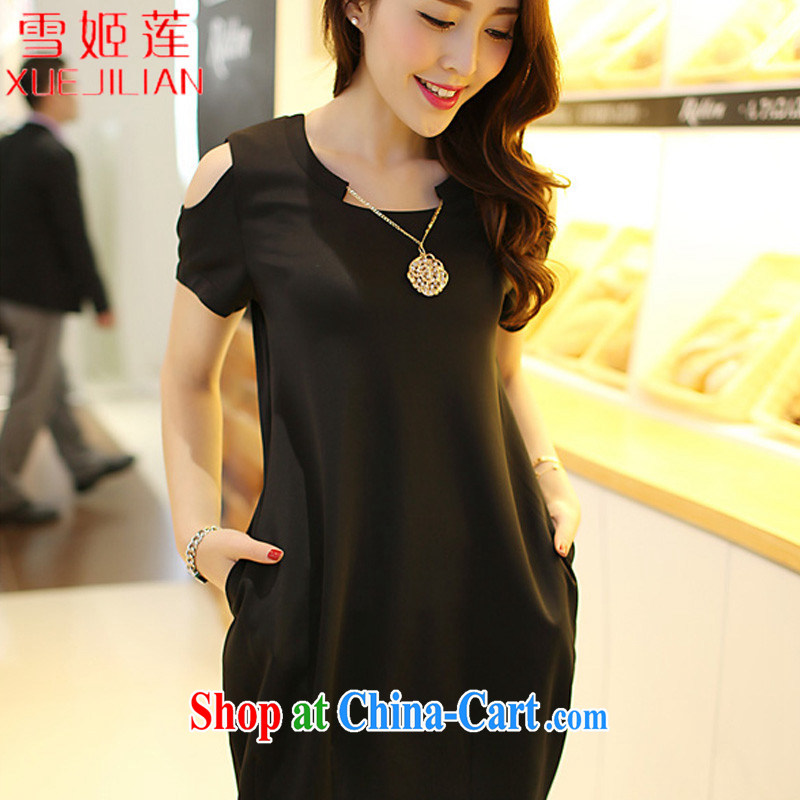 Hsueh-Chi Lin Nunnery 2015 mm thick summer is indeed the XL female Korean version of the new graphics thin beauty thick sister dresses _802 Black Large Number 2 XL