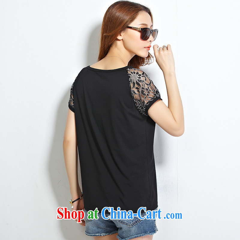 Cheuk-yan Yi Lai Ying 2015 summer new, Korean version thick MM larger female loose video thin bat short-sleeved lace stitching short T Board spent 1197 gray 2 XL recommendations 115 - 130 jack, Cheuk-yan Yi-lai, and shopping on the Internet