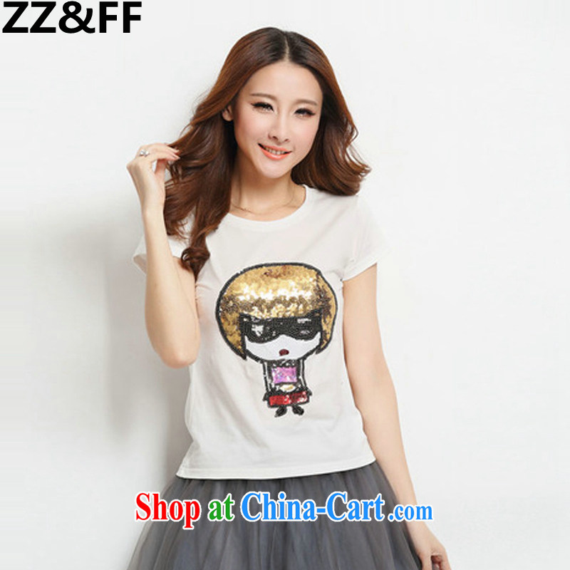 ZZ &FF thick MM 200 Jack summer 2015 New staple-ju, dolls and cartoon stamp short-sleeved shirt T female white XXXXXL, ZZ &FF, shopping on the Internet