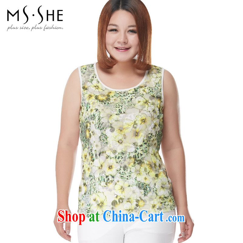 MSSHE XL girls 2015 new summer lace fashion, stamp small vest 4162 white 4XL