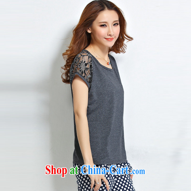 2015 MissDonut summer wear thick, female XL Korean thick mm video thin stamp very casual bat sleeves shirt T T-shirt large gray code 4 XL, MissDonut, shopping on the Internet