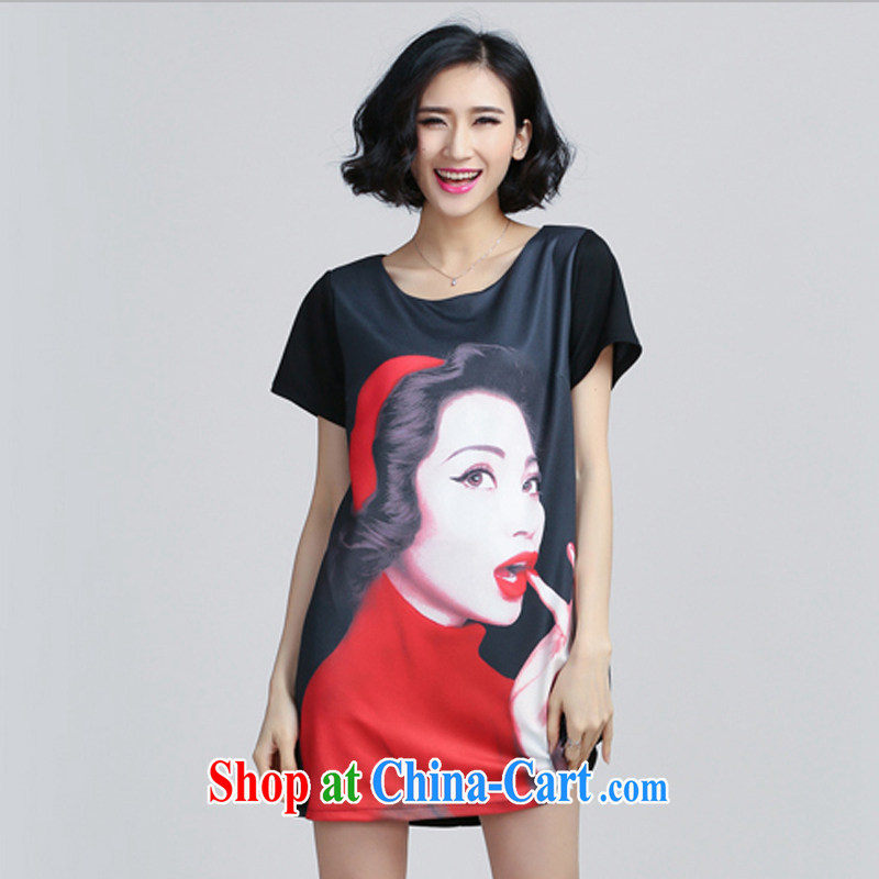 The Soviet Union's 2015 summer the silhouette stamp duty, long, loose video thin short-sleeved dresses black 5 XL, Su (huisuer), shopping on the Internet