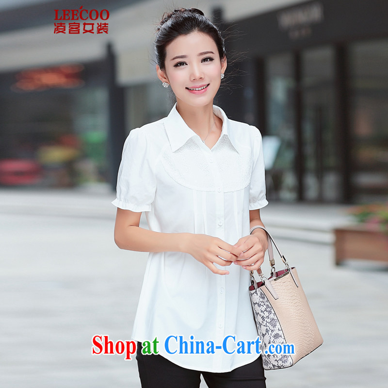 Ling, leecoo 2015 summer on the new larger female female snow woven shirts BB 9629 white XL
