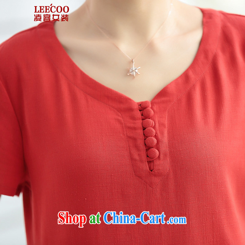 Ling, leecoo 2015 summer on the new larger female female T shirt MB 9823 rusty red 3 XL, Ling (leecoo), shopping on the Internet