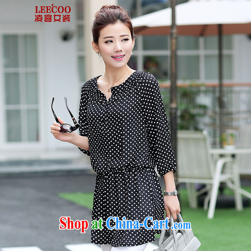 Ling, leecoo 2015 summer on the new larger female female snow woven shirts XB 6819 black 3 XL