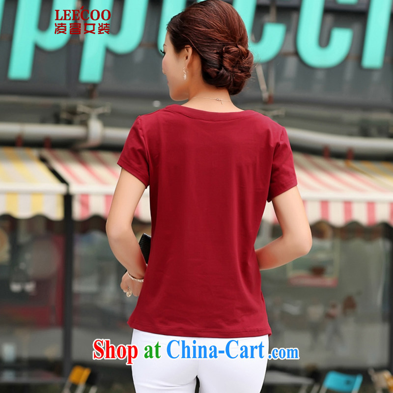 Ling, leecoo 2015 summer on the new larger female female T shirt XB 8161 denim blue XL, Ling (leecoo), online shopping