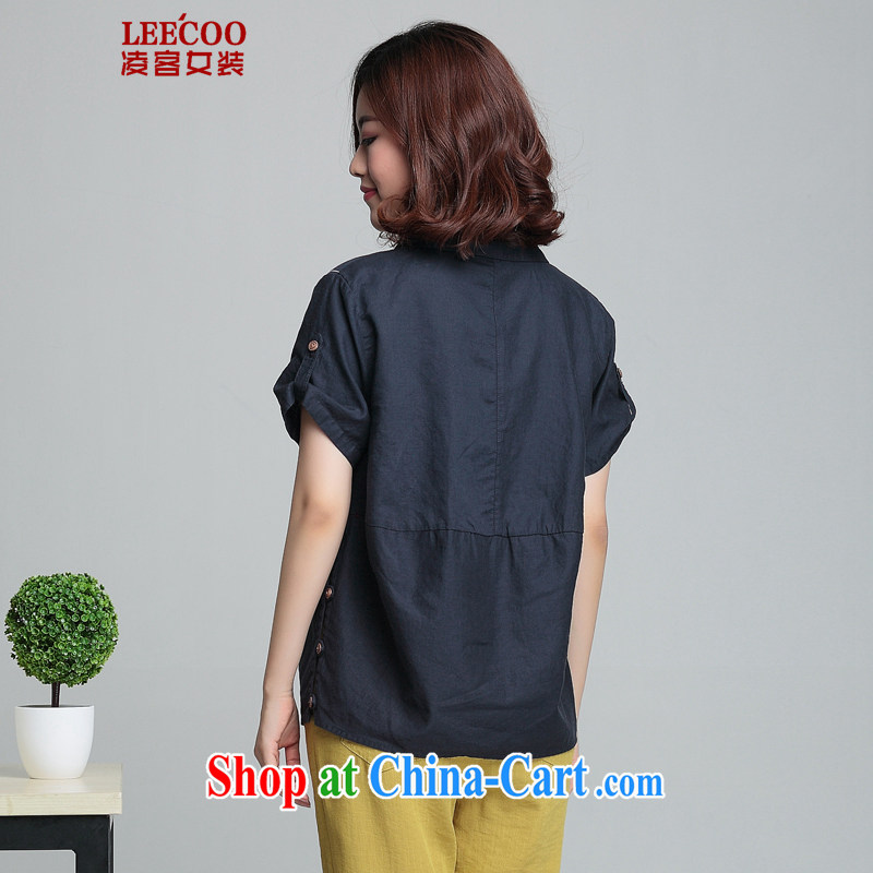 Ling, leecoo 2015 summer on the new larger female female shirt XH 9357 maroon 3XL, Ling (leecoo), shopping on the Internet