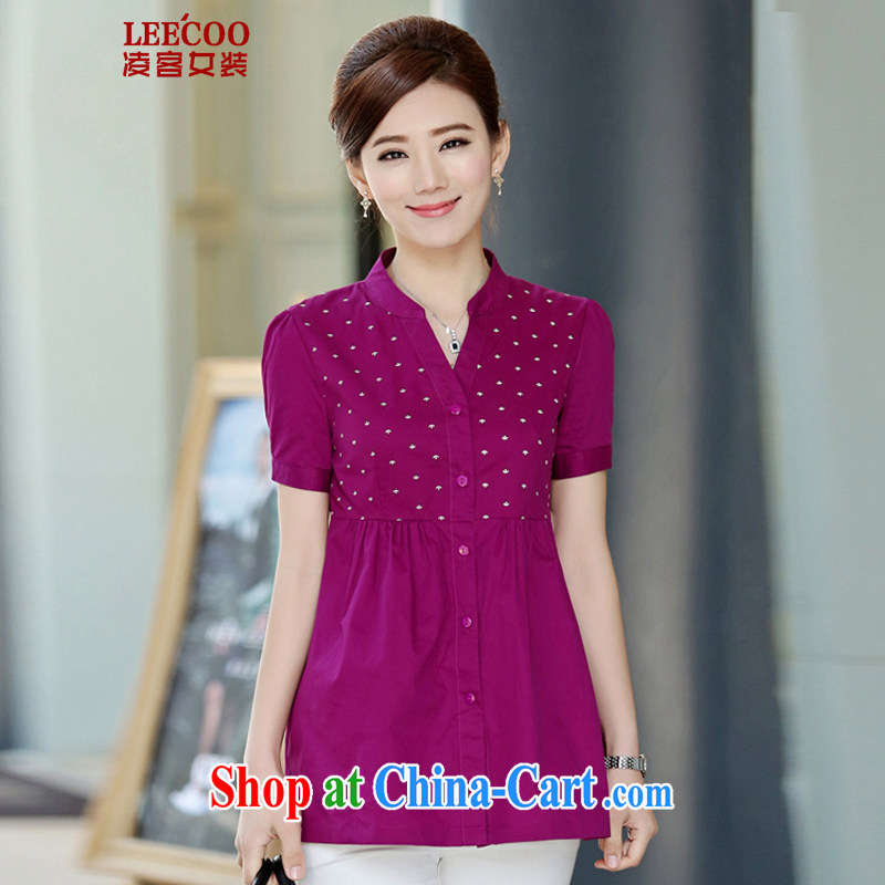 Ling, leecoo 2015 summer on the new larger female female shirt YMJ 5045 by red 4 XL