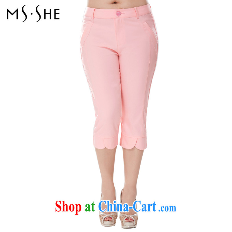 The MsShe indeed XL girls decorated in 7 pants cotton thick MM graphics thin micro-pop-up new casual pants 6955 pink 6 XL