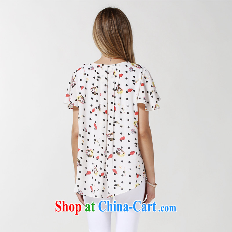 Connie's dream in Europe and indeed the XL women 200 Jack thick sister summer new cartoon stamp the Point snow woven shirts loose short-sleeve T-shirt women s 3617 white XXXXL, Anne's dream, shopping on the Internet