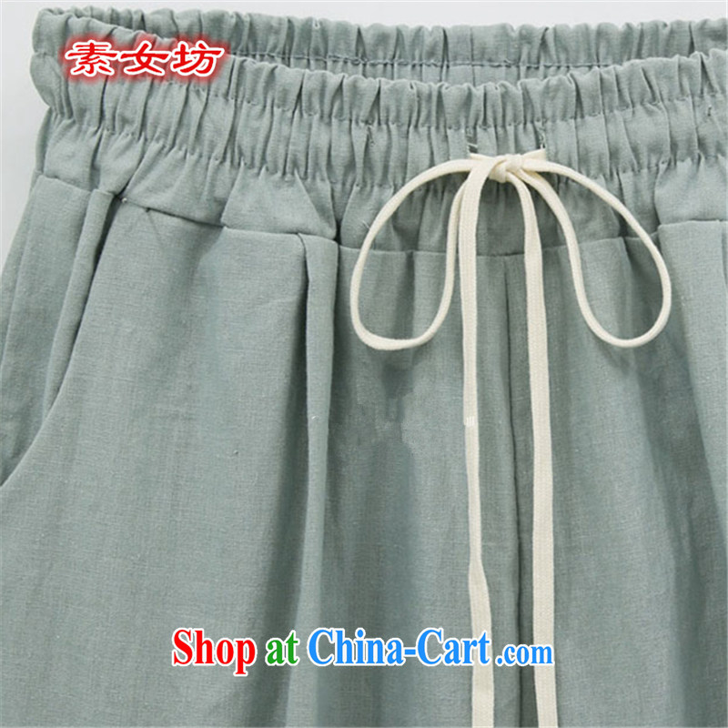of the workshop is the XL 2015 new summer larger European site thick MM linen loose video thin pants elasticated waist trousers Children Summer 5131 light green 5 XL, Female Square (SUNVFANG), online shopping