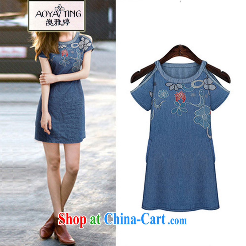 o Ya-ting 2015 summer New, and indeed increase, female fat mm video thin, your shoulders dress short-sleeved girls denim blue 5XL recommends that you 175 - 200 jack, O Ya-ting (aoyating), online shopping