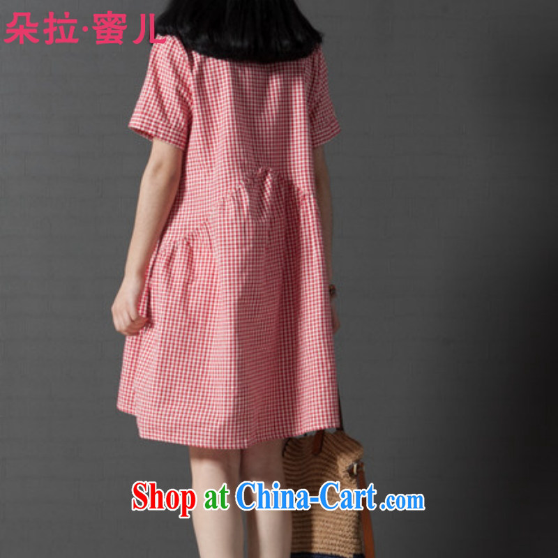 Dora, honey Child Care 2015 summer new, fresh and artistic, relaxed the code checked short-sleeved cotton the shirt dress pregnant women with B 61,231 red XXL, Dora, honey child, shopping on the Internet