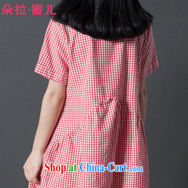 Dora, honey Child Care 2015 summer new, fresh and artistic, relaxed the code checked short-sleeved cotton the shirt dress pregnant women with B 61,231 red XXL, Dora, honey child, shopping on the Internet