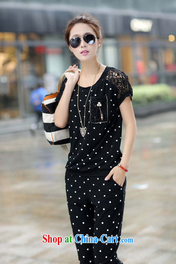 mm thick larger female new summer, loose the fat and lace short-sleeved T shirts 7 pants Leisure package black XXXXL pictures, price, brand platters! Elections are good character, the national distribution, so why buy now enjoy more preferential! Health