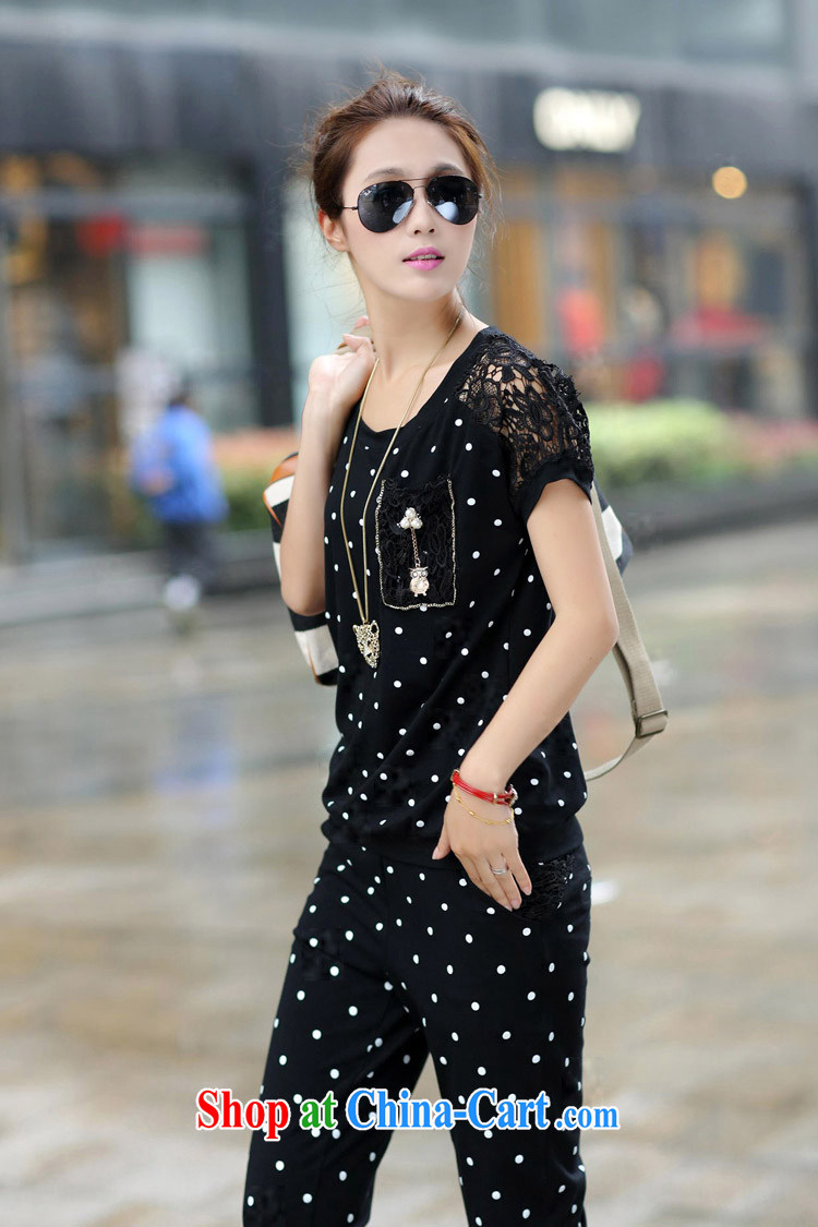 mm thick larger female new summer, loose the fat and lace short-sleeved T shirts 7 pants Leisure package black XXXXL pictures, price, brand platters! Elections are good character, the national distribution, so why buy now enjoy more preferential! Health
