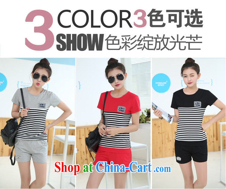 2015 New Products new, larger female shorts short-sleeved T pension package leisure fashion movement female striped set thick MM graphics thin stylish sports female Kit black 4 XL recommendations 165 - 185 Jack pictures, price, brand platters! Elections are good character, the national distribution, so why buy now enjoy more preferential! Health