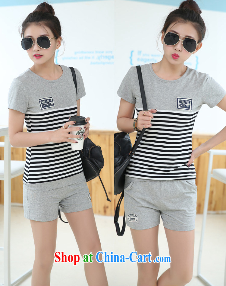 2015 New Products new, larger female shorts short-sleeved T pension package leisure fashion movement female striped set thick MM graphics thin stylish sports female Kit black 4 XL recommendations 165 - 185 Jack pictures, price, brand platters! Elections are good character, the national distribution, so why buy now enjoy more preferential! Health