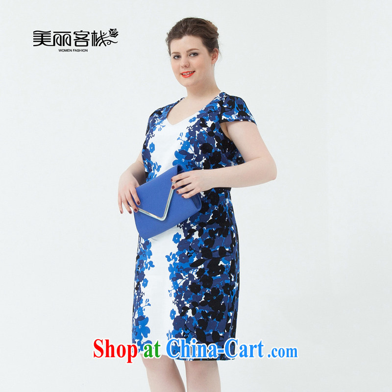 Summer 2015 in Europe and America, new female thick mm larger dresses beauty graphics thin package and picture color the code XXL, Tomnrabbit, shopping on the Internet