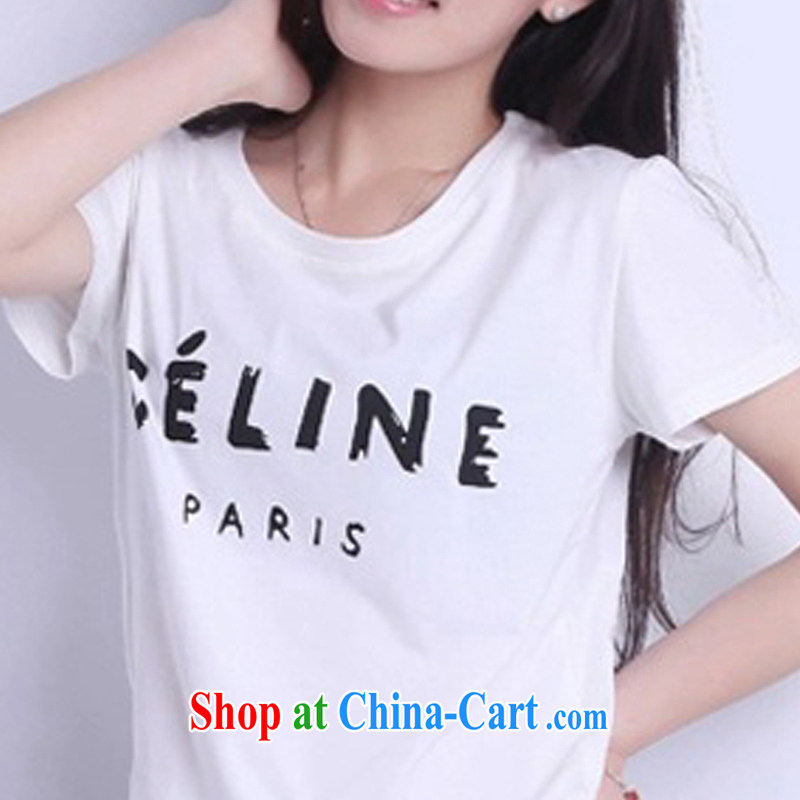 Morning would be 2015 summer new Korea and indeed increase, female very casual letter stamp T shirt thick sister 100 ground graphics thin short-sleeved T shirt T-shirt black 4XL, morning, and shopping on the Internet