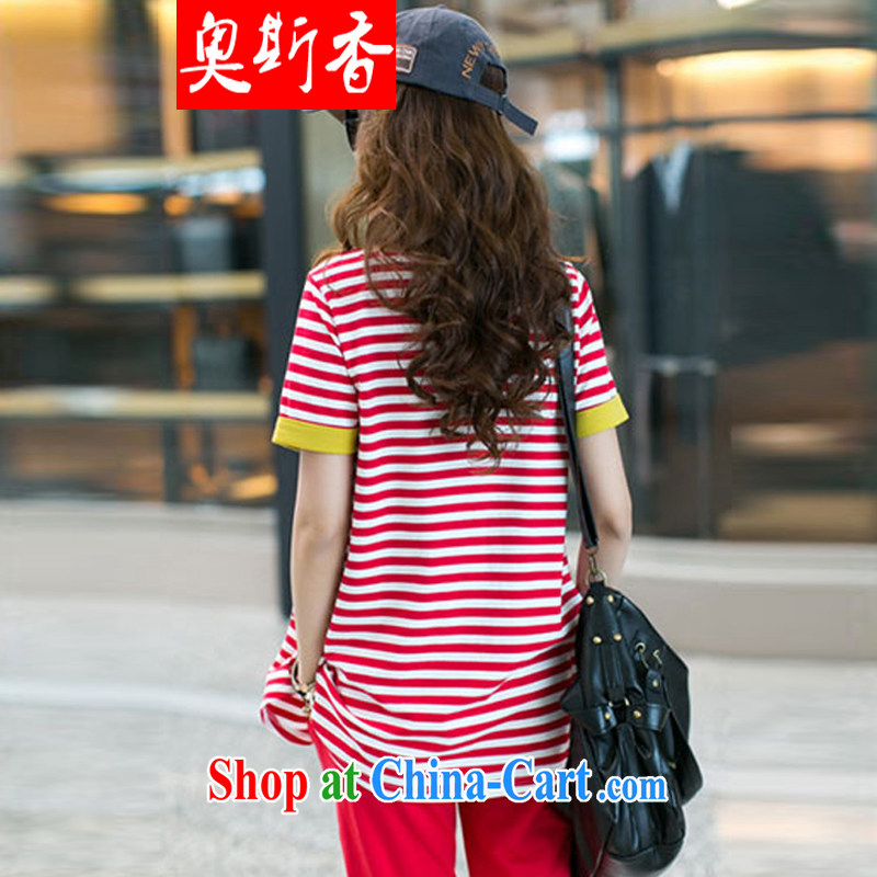 Mr. Hong Kong 2015 mm thick and fat increase, female sport and leisure T-shirt package thick sister loose Korean Red XXXL, Hong Kong (AOSIXIANG), shopping on the Internet