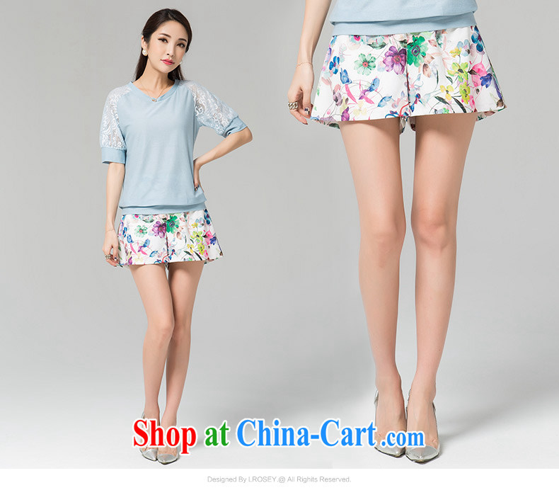 Blue Water XL female 2015 summer new shorts thick MM high waist and stylish graphics thin stamp wide leg pants suit the code XL pictures, price, brand platters! Elections are good character, the national distribution, so why buy now enjoy more preferential! Health