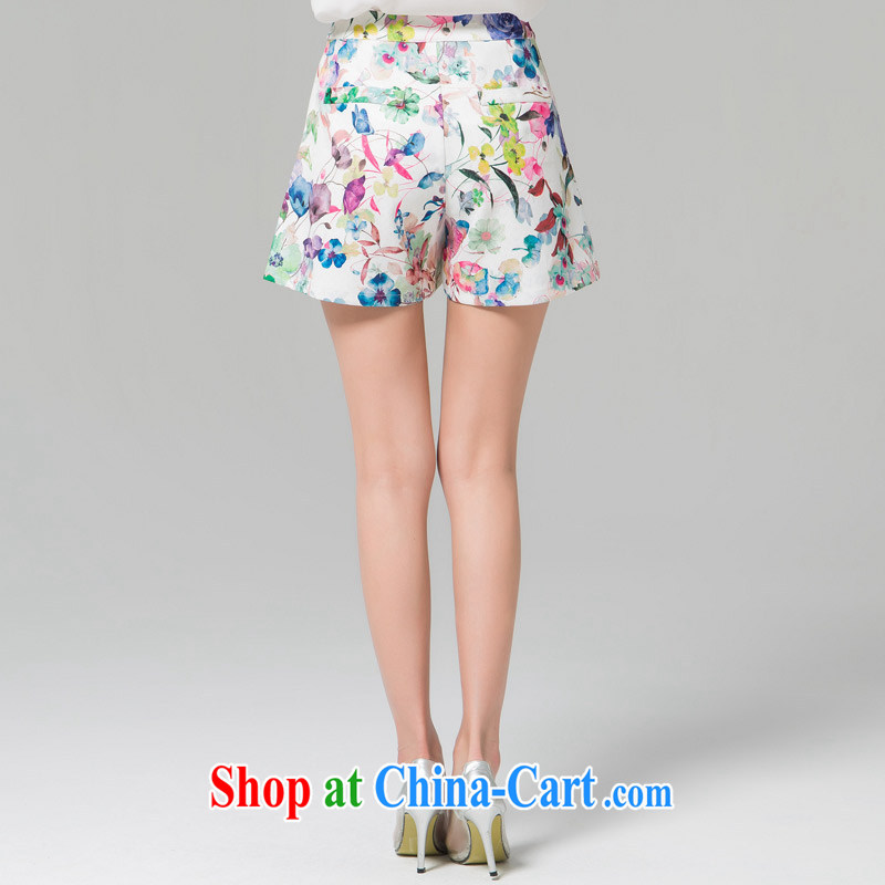 Blue Water XL female 2015 summer new shorts thick MM high waist and stylish graphics thin stamp wide leg pants suit the code XL, blue water (lrosey), online shopping