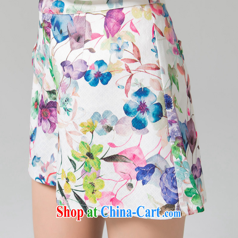 Blue Water XL female 2015 summer new shorts thick MM high waist and stylish graphics thin stamp wide leg pants suit the code XL, blue water (lrosey), online shopping