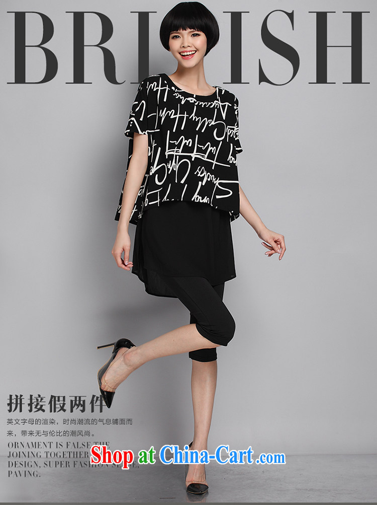 The girl's 2015 summer new XL women mm thick stylish stamp letter stitching leave of two T-shirts T pension 1358 black large code XXXL 160 Jack left and right pictures, price, brand platters! Elections are good character, the national distribution, so why buy now enjoy more preferential! Health