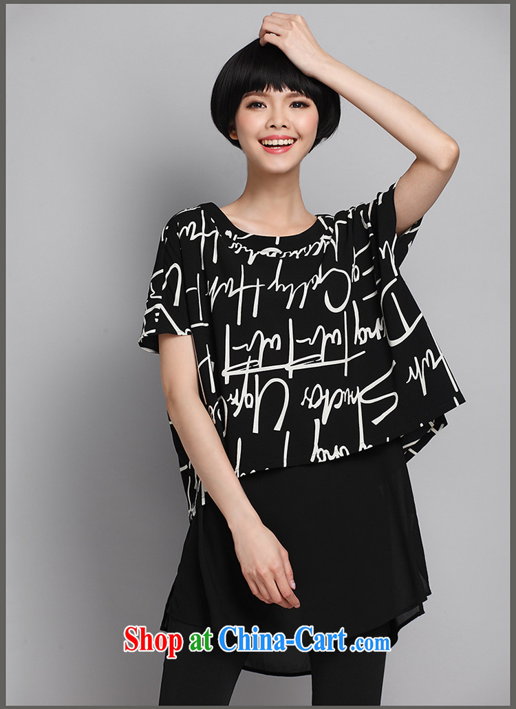 The girl's 2015 summer new XL women mm thick stylish stamp letter stitching leave of two T-shirts T pension 1358 black large code XXXL 160 Jack left and right pictures, price, brand platters! Elections are good character, the national distribution, so why buy now enjoy more preferential! Health