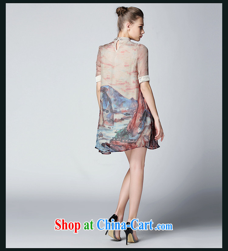 The girl's 2015 summer new high-end silk skirt thick mm XL female temperament graphics thin mountains and rivers are stamp duty short-sleeved dresses 2115, pink large code 5 XL 200 Jack left and right pictures, price, brand platters! Elections are good character, the national distribution, so why buy now enjoy more preferential! Health