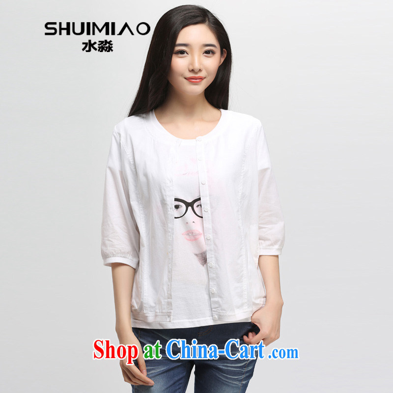 Water by 2015 summer new products and indeed XL women mm thick 7 cuff cotton T-shirts female S XJ 15 4766 white XL