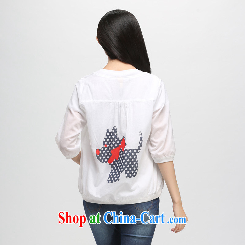 Water by 2015 summer new products and indeed increase, female fat mm 7 cuff cotton T-shirt Girl S XJ 15 4766 white XL, water itself (SHUIMIAO), shopping on the Internet