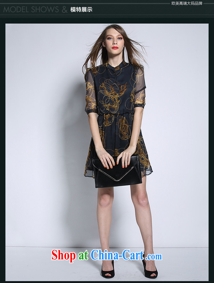 The girl's 2015 summer new European and American high-end silk skirt thick mm XL female stamp graphics thin in the cuff collar dress 2119 black large code 5 XL 200 Jack left and right pictures, price, brand platters! Elections are good character, the national distribution, so why buy now enjoy more preferential! Health