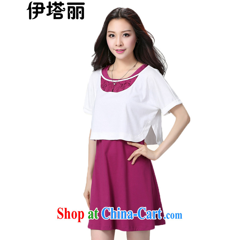 The tower, and indeed increase, female 2015 summer King thick mm video thin dress two-piece loose thick sister Sau San 200 Jack short skirt white 4XL